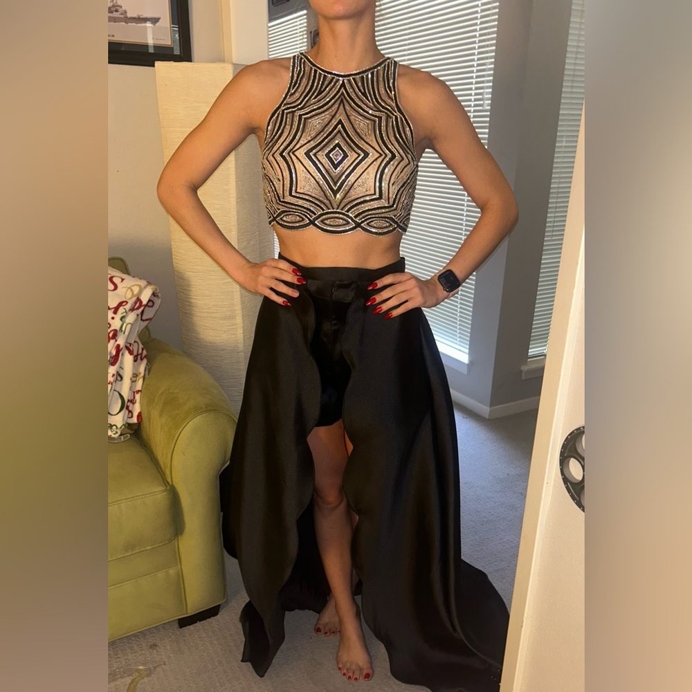 Custom pageant two piece fun fashion, shorts with attached skirt